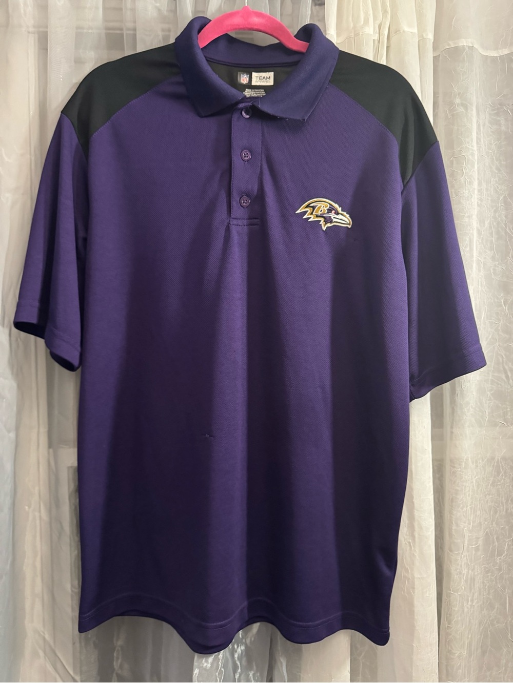 Baltimore Ravens Purple Short-Sleeve Polo with Black Shoulder Panels